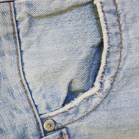 ROXY Denim Light Wash Distressed Jean Cotton Bermuda Shorts Jorts - Picture 3 of 10